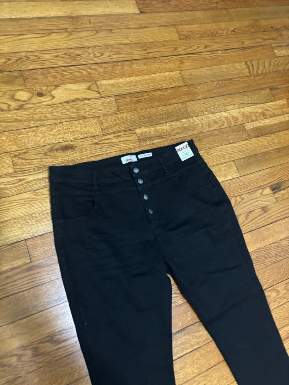 Bongo Women’s High Waist Skinny Jeans Size 14 Black Stretch Denim Button Fly NWT - Picture 2 of 8
